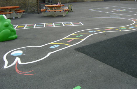 Playground Markings, painted for the budget conscious and thermoplastic for prolonged endurance.